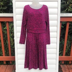 Boden Pink and Black Patterned Long Sleeve Dress